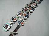 Native American Important Best Vintage Cochiti Turquoise Inlay Sterling Silver Heavy Concho Belt-Nativo Arts