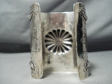 Newsworthy Navajo Sterling Silver W I D E Bracelet Native American-Nativo Arts