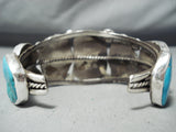 Magnificent Vintage Native American Navajo Kingman Turquoise Sterling Silver Bracelet Old-Nativo Arts