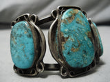 Very Rare!! Vintage Native American Navajo Old Persin Turquoise Sterling Silver Bracelet Old-Nativo Arts