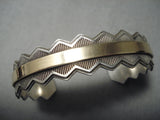 Authentic Vintage Native American Navajo Sterling Silver Real Gold Bracelet-Nativo Arts