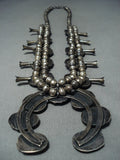 Women's Vintage Native American Navajo Blue Turquoise Sterling Silver Squash Blossom Necklace-Nativo Arts