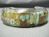 Highly Detailed Native American Navajo Royston Turquoise Inlay Sterling Silver Bracelet-Nativo Arts