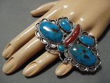 Huge And Heavy!! Vintage Native American Navajo Morenci Turquoise Sterling Silver Ring-Nativo Arts