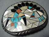 Best Vintage Native American Zuni Rich Kallestewa Turquoise Inlay Sterling Silver Buckle-Nativo Arts
