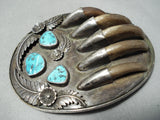 Huge Heavy Vintage Native American Navajo Turquoise Sterling Silver Buckle Old-Nativo Arts