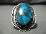 Best Vintage Native American Navajo Emma Lincoln Blue Diamond Turquoise Sterling Silver Ring-Nativo Arts