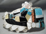 Fabulous Vintage Native American Zuni Turquoise Sterling Silver Bracelet Old-Nativo Arts
