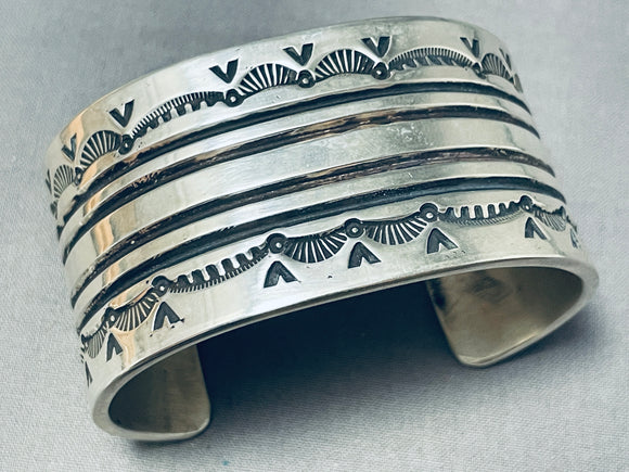 Enormous Heavy 128 Grams Vintage Native American Navajo Sterling Silver Bracelet-Nativo Arts