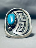 Unique Vintage Native American Navajo Hopi Turquoise Sterling Silver Ring Signed-Nativo Arts