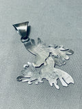 Huge Swimming Fish Native American Navajo Sterling Silver Hand Tooled Pendant-Nativo Arts