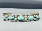 Nastacio Vintage Native American Zuni Turquoise Nugget Sterling Silver Bracelet-Nativo Arts