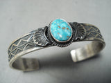 Superb Vintage Native American Navajo Carico Lake Turquoise Sterling Silver Bracelet-Nativo Arts