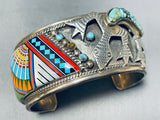 One Of Most Intricate Vintage Southwestern Turquoise Sterling Silver Bracelet-Nativo Arts
