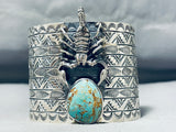 Rare San Felipe Signed Royston Turquoise Sterling Silver Scorpion Huge Cuff-Nativo Arts