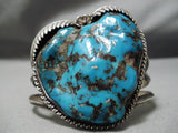 One Of The Biggest Best Vintage Native American Navajo Persin Turquoise Sterling Silver Bracelet-Nativo Arts