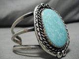 Superior Vintage Native American Navajo Carico Lake Turquoise Sterling Silver Bracelet Old-Nativo Arts