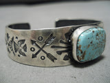 Important Jeanette Dale Native American Navajo #8 Turquoise Sterling Silver Bracelet Cuff-Nativo Arts