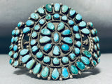 Native American Important Very Vintage Navajo Turquoise Sterling Silver Bracelet Old-Nativo Arts