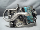 Noteworthy Double Gecko Turquoise Sterling Silver Cuff Bracelet-Nativo Arts