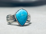Fabulous Vintage Native American Navajo Blue Diamond Turquoise Sterling Silver Ring-Nativo Arts