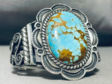 One Of The Best Native American Navajo Domed #8 Turquoise Sterling Silver Bracelet-Nativo Arts