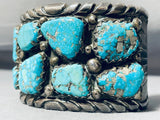 Gene Yvonne Mahoot Vintage Native American Zuni Turquoise Sterling Silver Bracelet Heavy-Nativo Arts