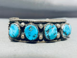 Sensational Vintage Native American Navajo 5 Morenci Turquoise Sterling Silver Bracelet-Nativo Arts