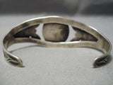 Early 1900's Vintage Native American Navajo Hand Repoussed Sterling Silver Turquoise Bracelet-Nativo Arts