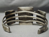 Superior Vintage Native American Navajo Huge Square Turquoise Sterling Silver Bracelet Old-Nativo Arts