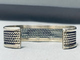 Intricate Spiderweb Turquoise Vintage Native American Navajo Sterling Silver Ropes Bracelet-Nativo Arts