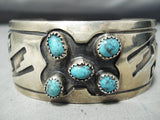 Rare Vintage Native American Navajo Dodson Turquoise Sterling Silver Bracelet-Nativo Arts