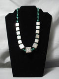 Best Vintage Native American Navajo Malachite Cubed Sterling Silver Necklace Old-Nativo Arts