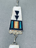 One Of The Best Vintage Native American Zuni Turquoise Sterling Silver Inlay Necklace-Nativo Arts