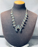 Phenomenal Vintage Native American Zuni Turquoise Sterling Silver Squash Blossom Necklace-Nativo Arts