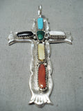 Marvelous Zuni Turquoise Sterling Silver Cross Pendant Native American-Nativo Arts