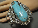 Magnificent Vintage Native American Navajo Domed Morenci Turquoise Sterling Silver Bracelet Old-Nativo Arts