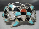 Marvelous Vintage Native American Zuni Native Turquoise Sterling Silver Butterfly Bracelet-Nativo Arts