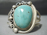 Huge Vintage Native American Navajo Blue Royston Turquoise Sterling Silver Bracelet-Nativo Arts