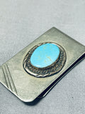Exceptional Vintage Native American Navajo Blue Gem Turquoise Sterling Silver Money Clip-Nativo Arts