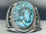 Native American One Of The Most Intricate Ever Hand Carved Turquoise Sterling Silver Bracelet-Nativo Arts