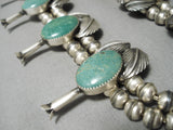 Green Turquoise Native American Sterling Silver Squash Blossom Necklace-Nativo Arts