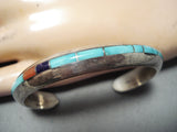 Marvelous Native American Navajo Turquoise Sugulite Coral Sterling Silver Bracelet-Nativo Arts