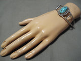 Magnificent Vintage Native American Navajo Sleeping Beauty Turquoise Sterling Silver Bracelet-Nativo Arts