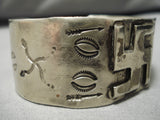 Early 1900's Vintage Native American Navajo Sterling Silver Whirling Log Bracelet-Nativo Arts
