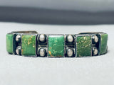One Of The Best Vintage Native American Navajo Dark Green Turquoise Sterling Silver Bracelet-Nativo Arts