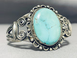 Superb Vintage Native American Navajo Green Turquoise Sterling Silver Bracelet-Nativo Arts