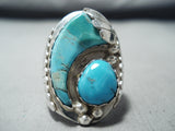 Amazing Signed Native American Navajo Turquoise Sterling Silver Ring-Nativo Arts