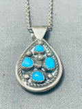 Amazing Vintage Native American Navajo Turquoise & Coral Reversible Sterling Silver Necklace-Nativo Arts