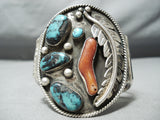 Museum Vintage Native American Navajo Blue Gem Turquoise Sterling Silver Bracelet-Nativo Arts